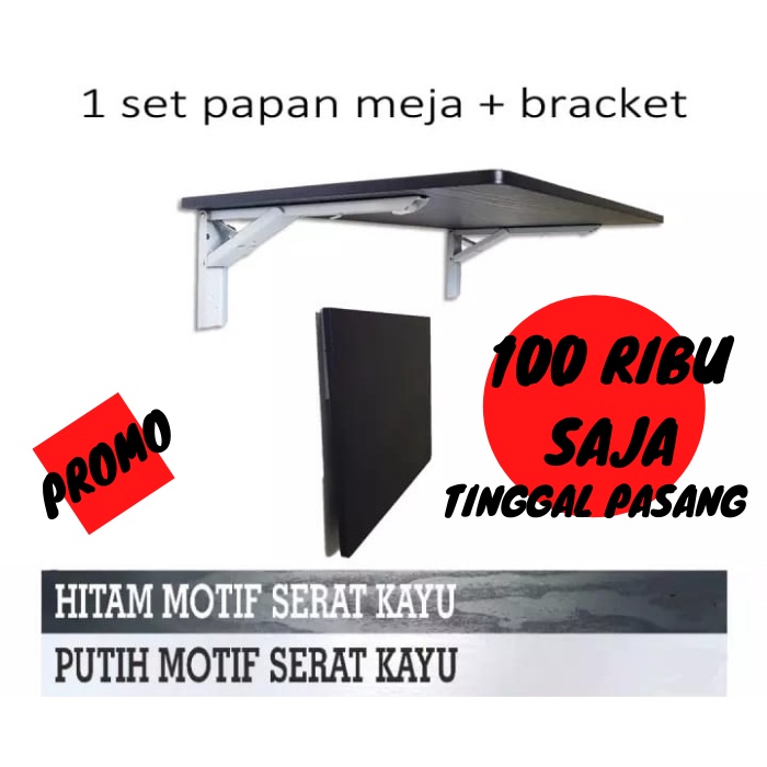 Jual Promo Beneran Meja Lipat Dinding Meja Siku Lipat Tempel Gantung Tembok Ukuran 60 X 40