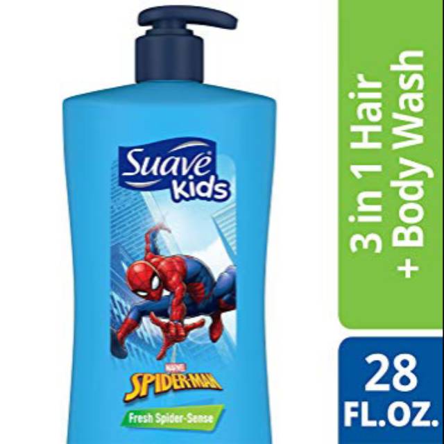 Suave Kids Spiderman 3 in 1 Shampoo + Conditioner + Bodywash 828ml