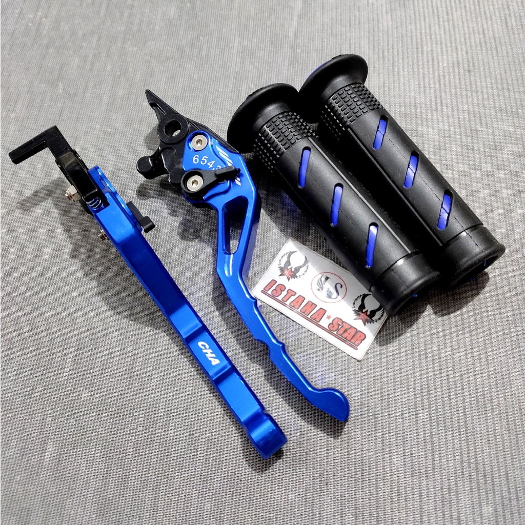 PAKETAN Aksesoris NMAX OLD/NEW Handle REM Variasi Motor FULL CNC NMAX - PLUS grip Domino SISIK /BIRU