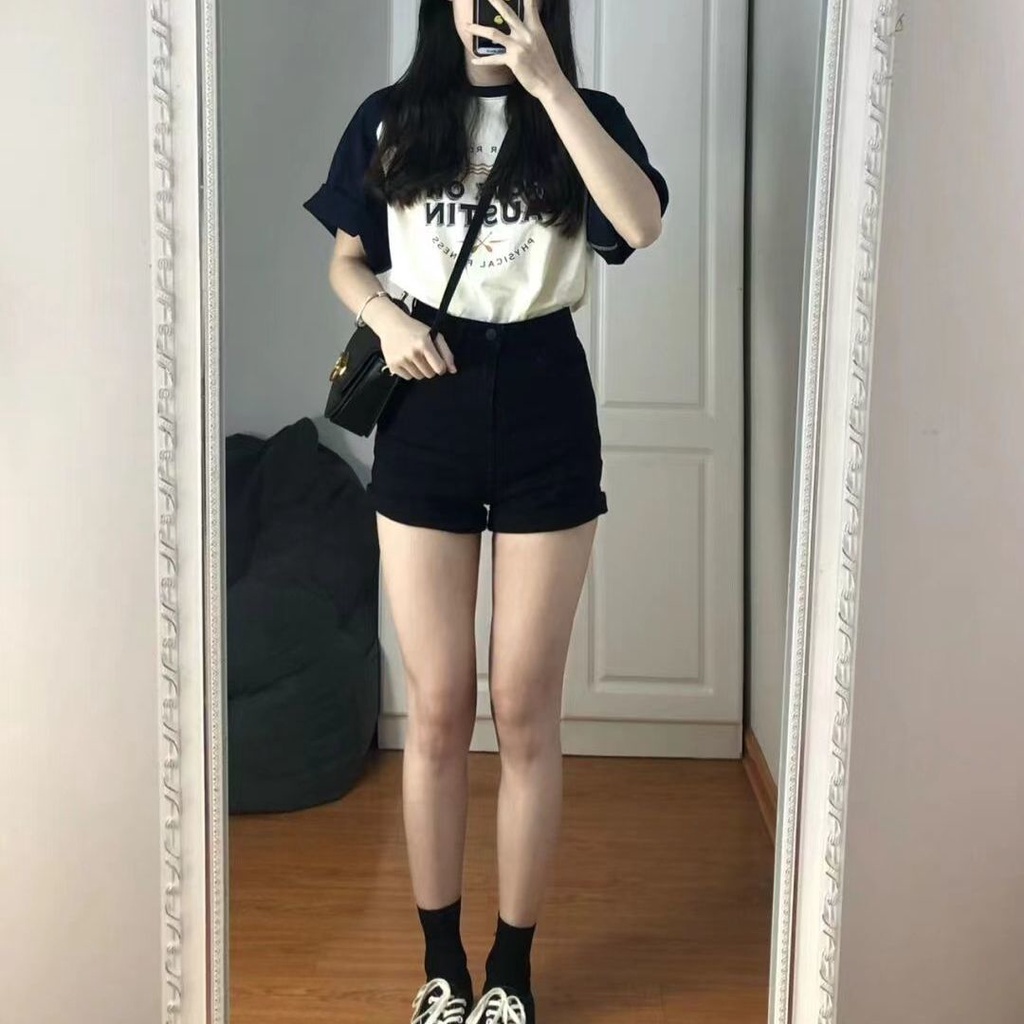 Suhao 100% Murni Cotton Lengan Pendek T-Shirt Wanita Versi Korea Loose Kokucho Brand American Vintage High Street Mewarnai Atasan Orang Kecil Manis dan Spicy