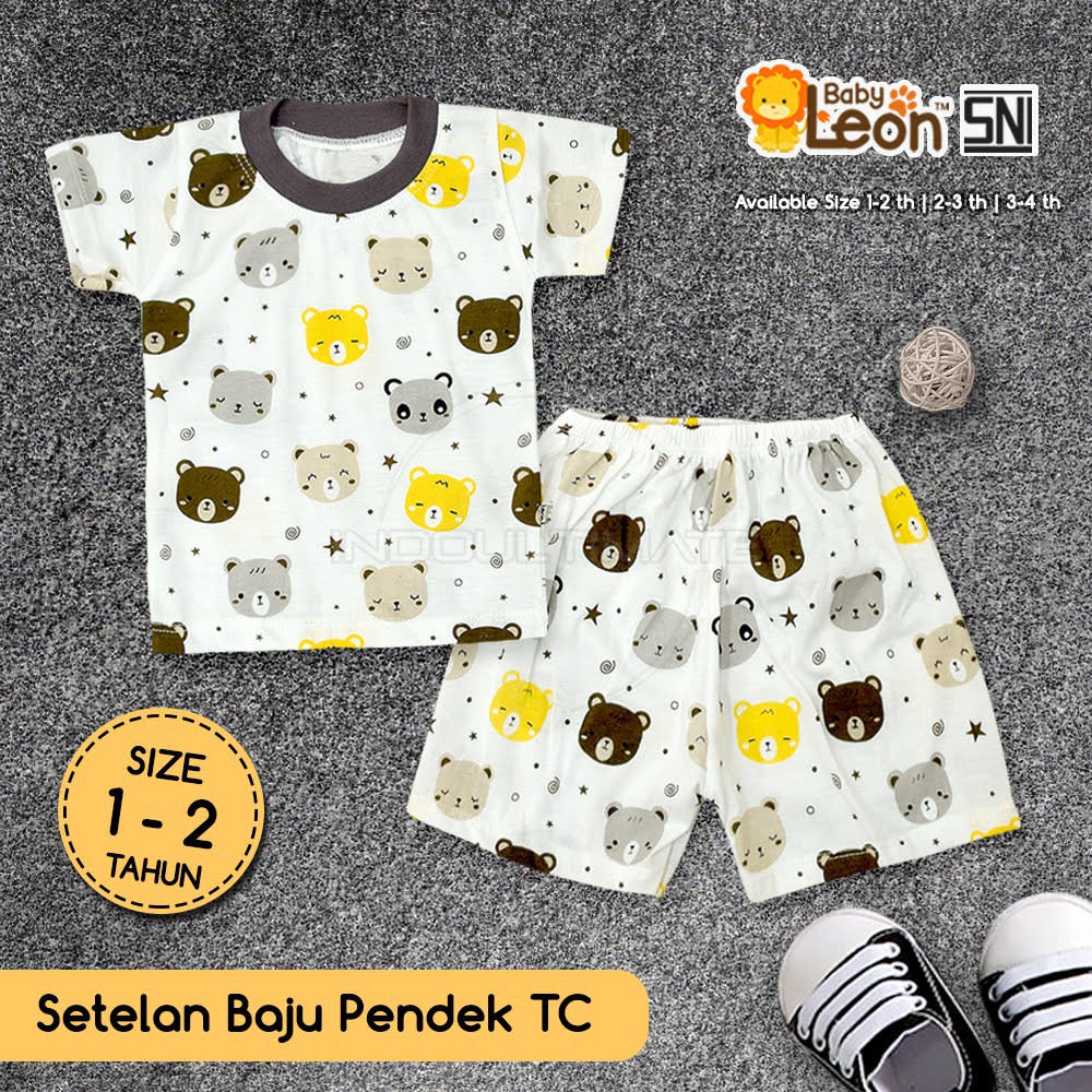 Setelan Baju + Celana Pendek Bayi 100% COTTON SBJ-70SK Baju Bayi Baru Lahir Baju Tidur Bayi Kaos BABY LEON