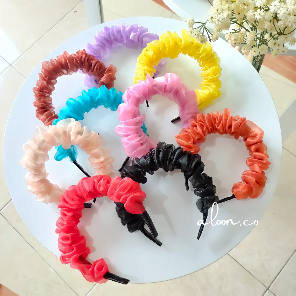 Bando Wanita Schruncie Bahan Organza Model Korea – Headband Korea Bandana Aksesoris Rambut terbaru