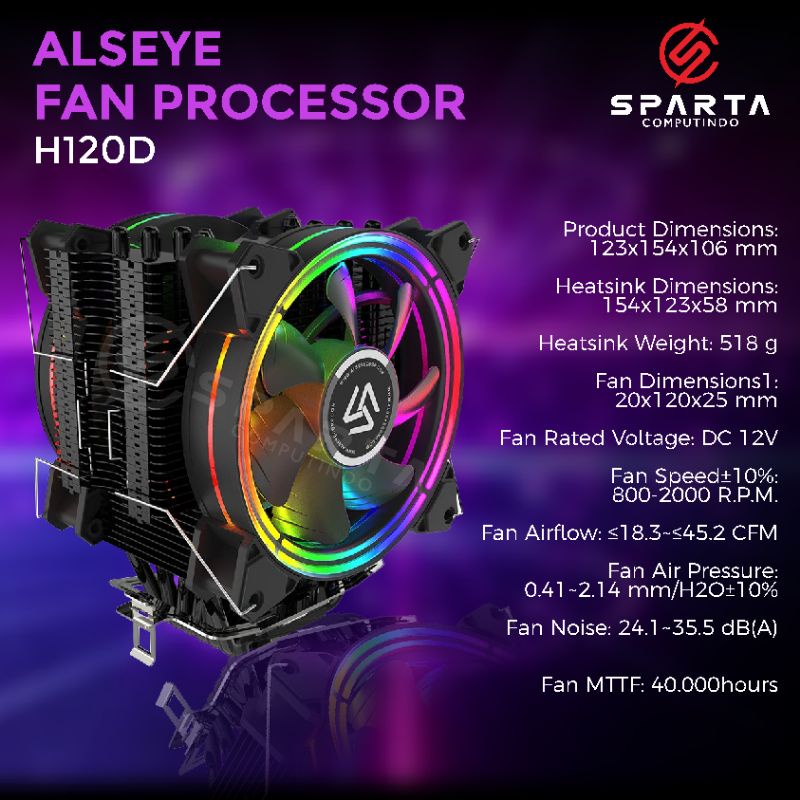 Fan Cooler Processor Alseye H120D New Berkualitas