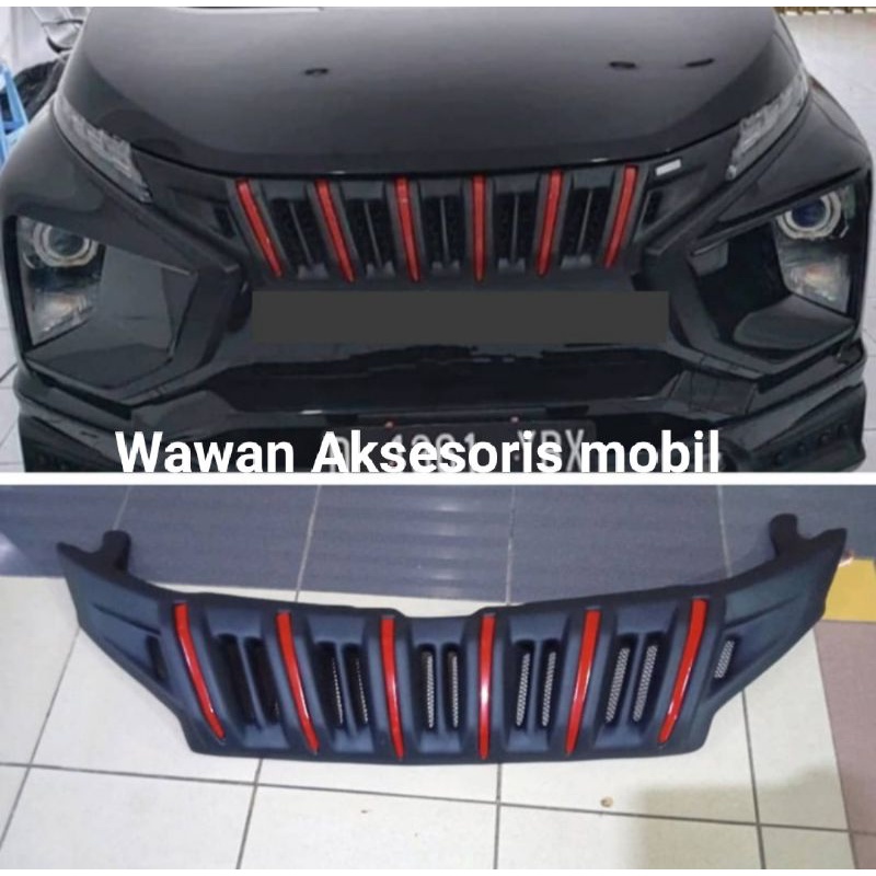 Grill xpander Apollo hitam doff Lis merah