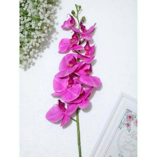 Pajangan bunga artificial anggrek orchid bulan latex