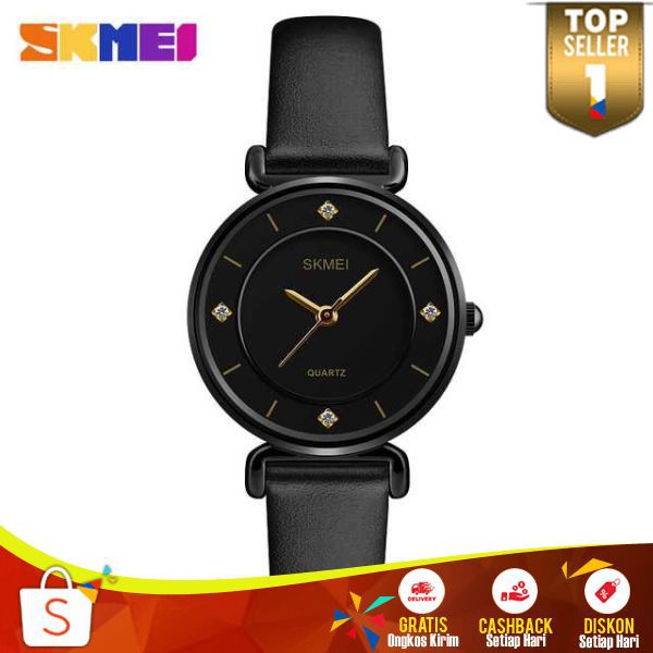 SKMEI Jam Tangan Analog Wanita JT 30 Jam Tangan Kulit Berkualitas Penutup Stainless Steel Waterproof