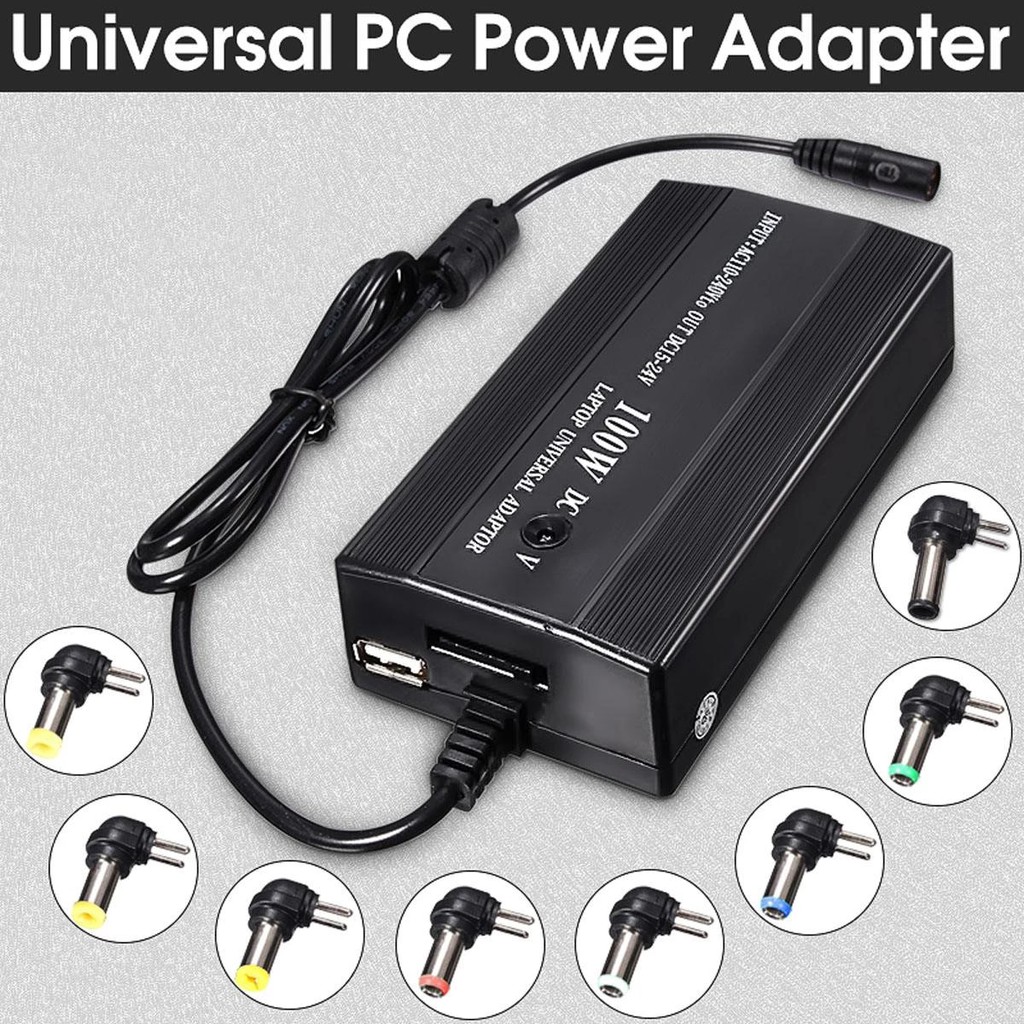 Adaptor laptop 100 watt 12v-24v 9in1 Usb ac dc for car home - charger adapter notebook 100w universal