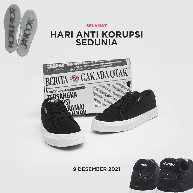 Sepatu Nobrands Medulla Koruptor Jancok Black White Original - Nobrand Footwear Korjan BW Low Cut Hy