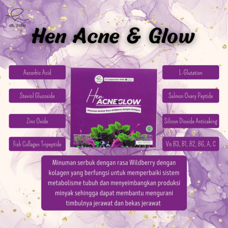 Dr hen Collagen Minuman Kolagen With DNA Salmon Hen White And Glow, Hen Acne And Glow, Hen Slim And Glow