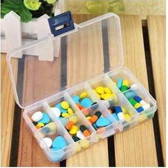 

Pill Case Kotak Tempat Obat 10 Sekat , Kancing Manik