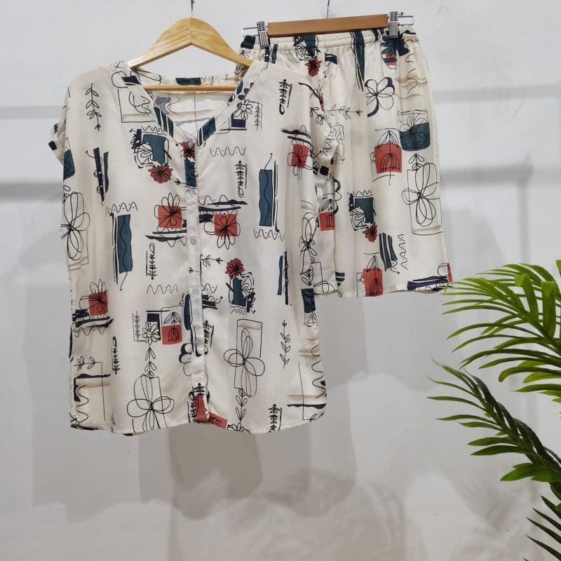 PIYAMA KANCING PENDEK HITS PIYAMA KANCING BUSUI | PIYAMA RAYON | HOMEWEAR-PD NK11