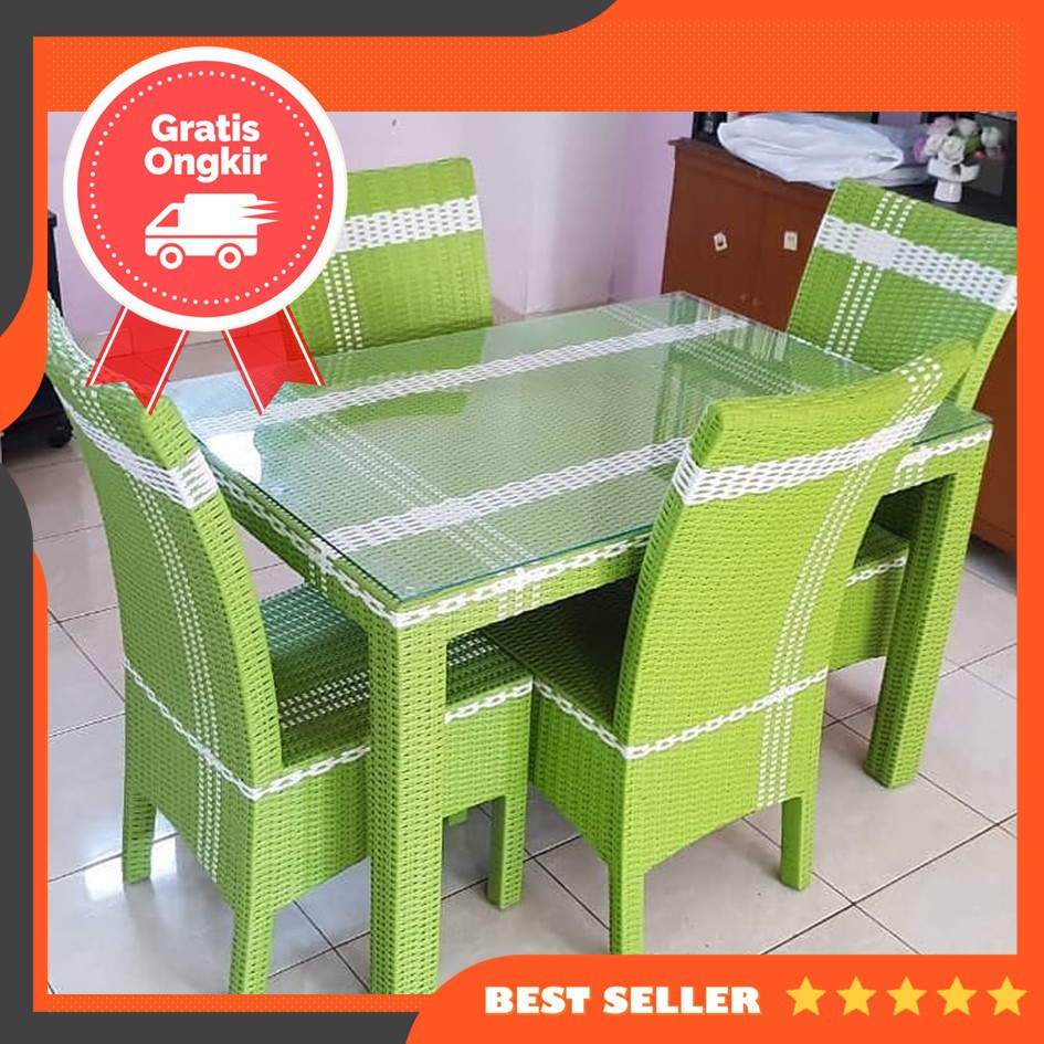 Free Ongkir Meja Makan Kursi 4 Rotan Sintetis Furniture Original High Quality Shopee Indonesia