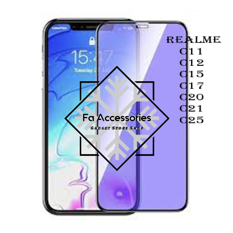 Tempered Glass Bluray Anti Blue Light Full 10D 99D Realme C11 C12 C15 C17 C20 C21 C25 C30 C31 C35 C33 C21Y C25S C30S C55 NFC Y S