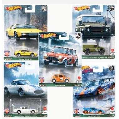 Hot Wheels British Horse Power Set Land Rover Defender 110 morris mini mclaren Lotus esprit jaguar