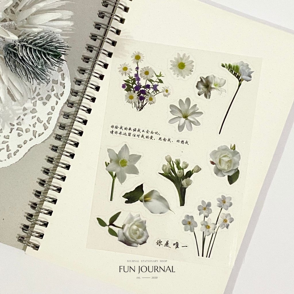 

STICKER TRANSPARANT FLOWERS AND LEAVES SERIES 2 UNTUK JURNAL JOURNAL BUJO SCRAPBOOK DIY