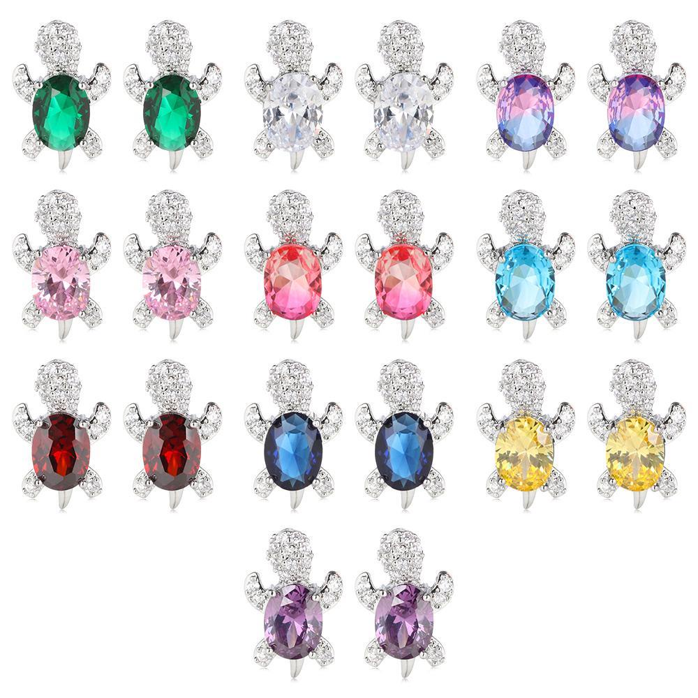 Anting Tusuk Nanas Oval Pernikahan Multicolor Turtle Shaped