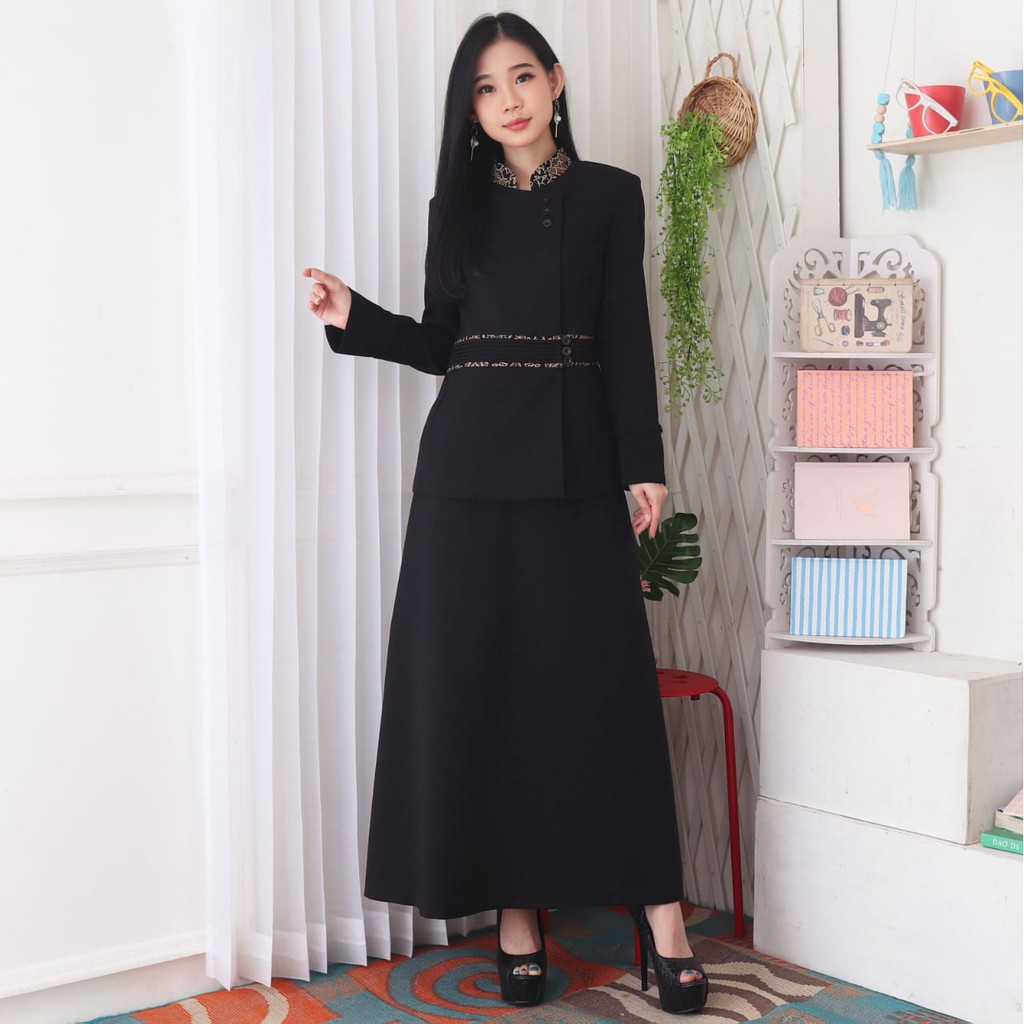 BLAZER WANITA B&amp;V LYNELLE / Seragam PNS / Baju PDH PNS Wanita / Baju Dinas Pemda Wanita / Baju Khaki PNS Wanita / Seragam ASN Wanita / Baju Guru Wanita - 7007 PEMDA ACEH / ABU TUA / HITAM