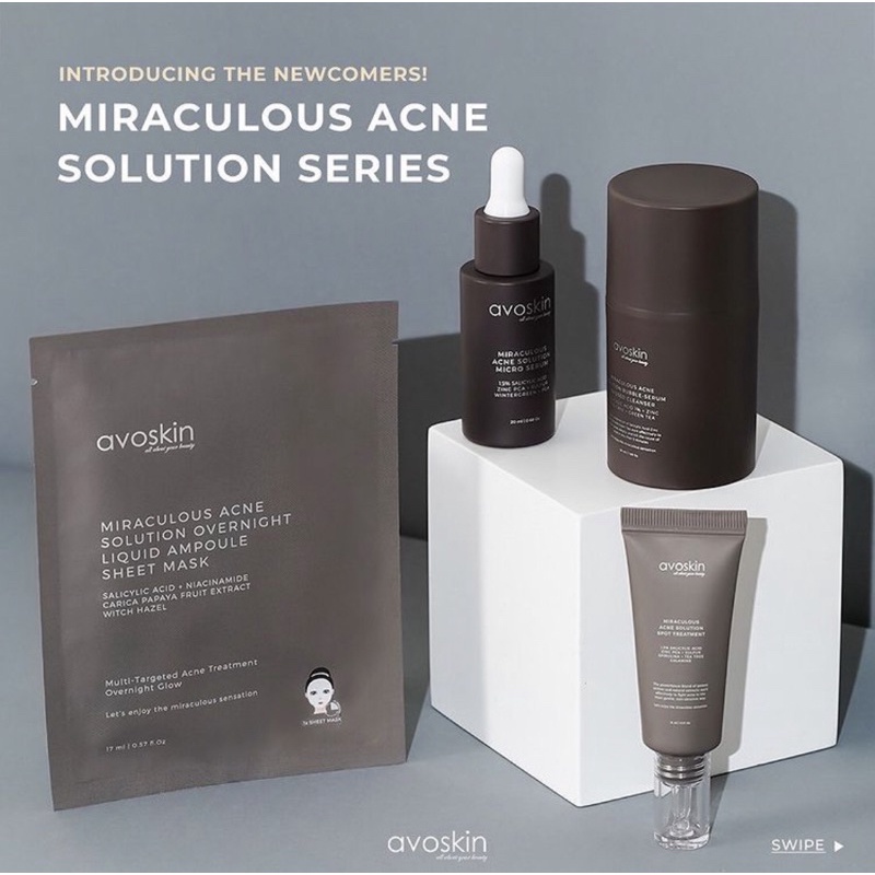 Avoskin Miraculous Acne Solution Spot Treatment || Micro Serum || Overnight Liquid Serum Mask || Bubble-Serum Infused Cleansing