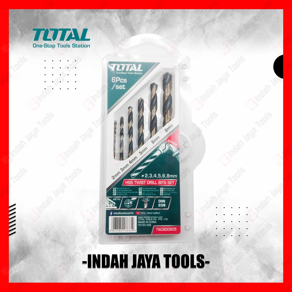 TOTAL 0605 Mata Bor Besi Set 6 Pcs 2 - 8 mm - HSS Drill Bit Set