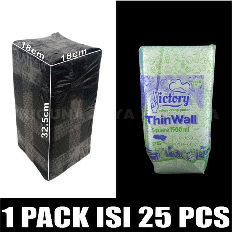 Thinwall SQ 1000ml 1500ml 2000ml 3000ml Per Dus Kotak Makanan Square Plastik Gjk