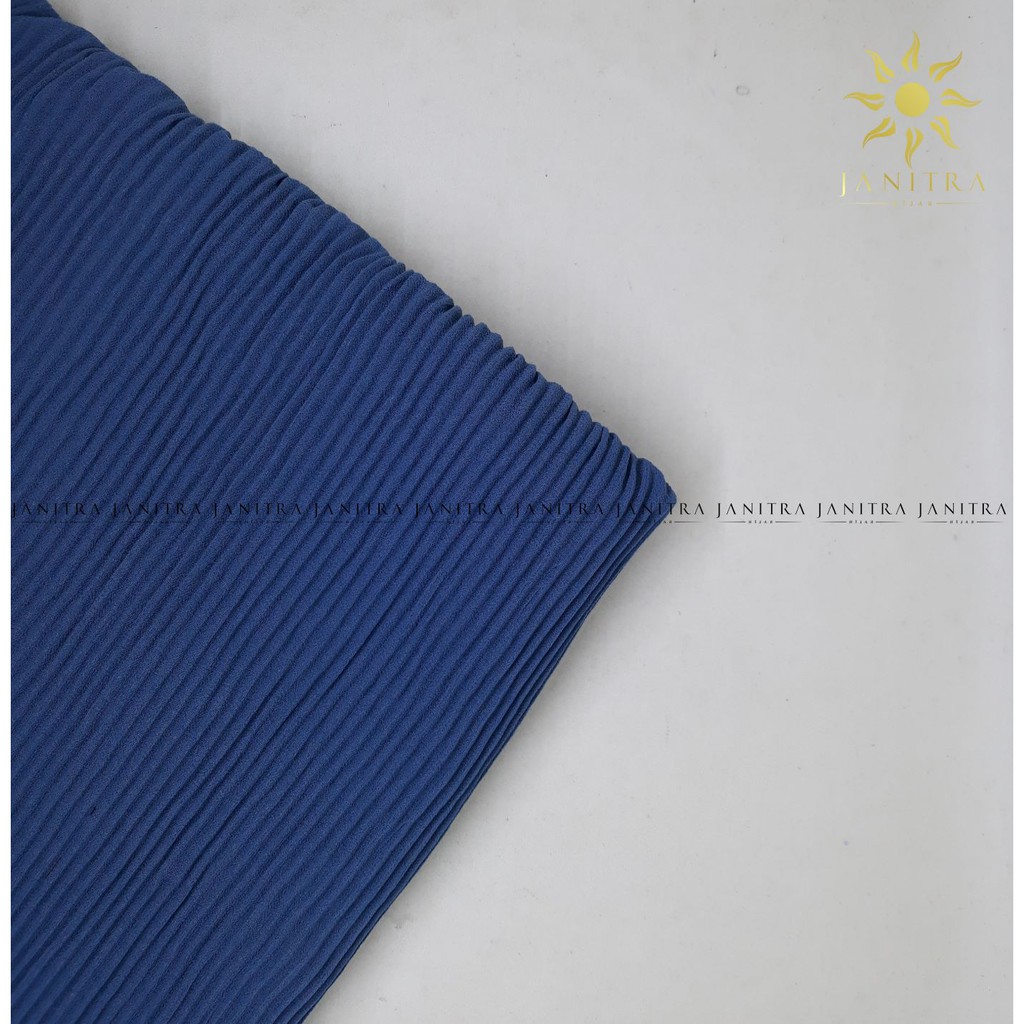 Jilbab Bergo Plisket Ceruty Babydoll | Kerudung Plisket | Bergo Maryam Plisket | Jilbab Instan-blue denim
