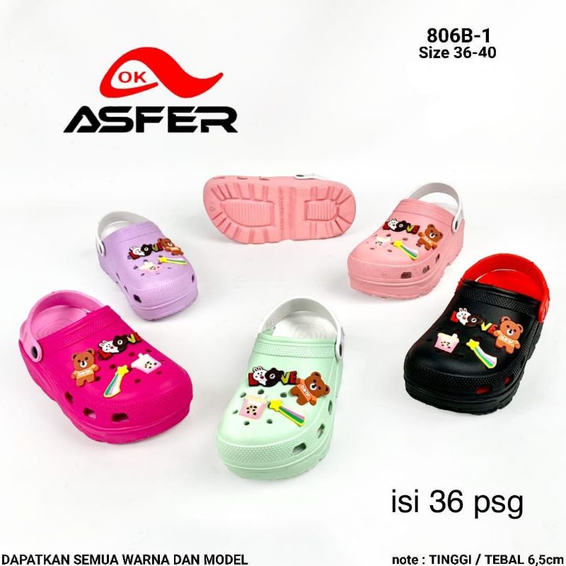 Sandal sepatu modelcrocs  Baim Wanita WEDGES BTS import Hak 6cm