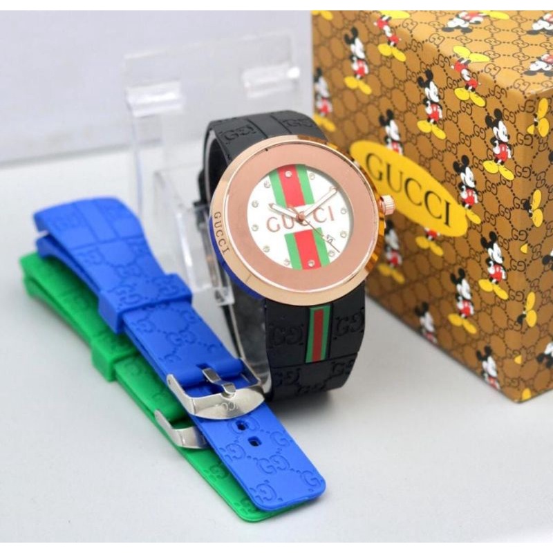 Jam Tangan Wanita Rubber Terlaris Free Strap / Tali Cadangan Box dan Baterai