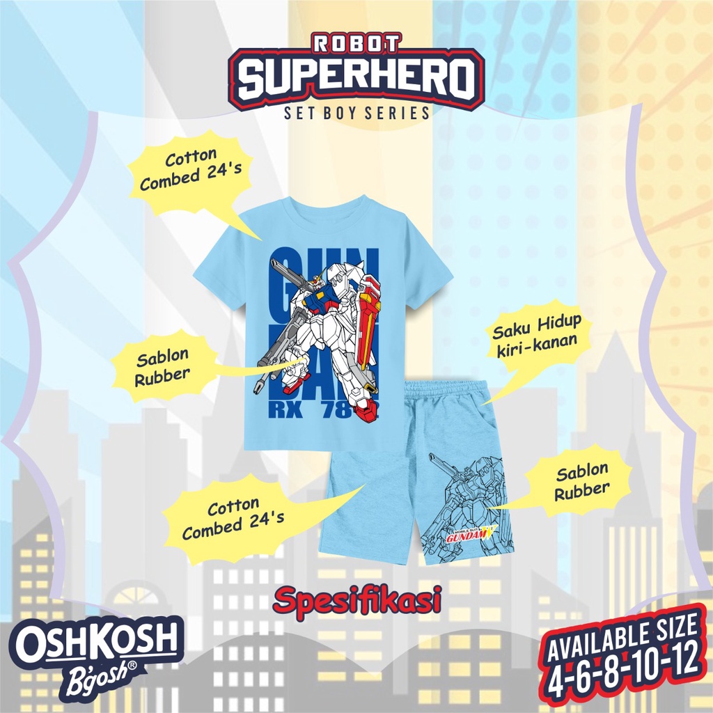 SETELAN ANAK LAKI LAKI MOTIF ROBOT SUPERHERO 4 - 12 TAHUN