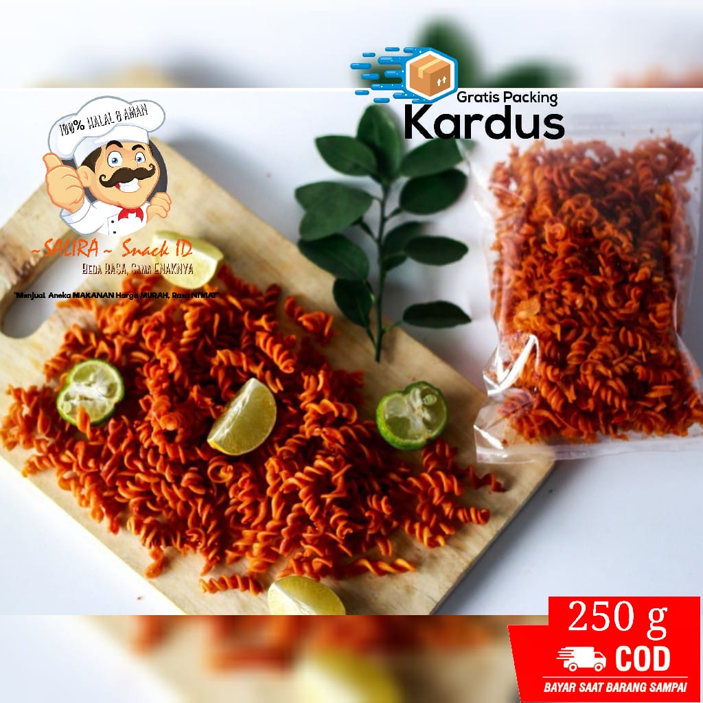 

[TERMURAH] MAKARONI SPIRAL 250g PEDAS ASIN SALIRA SNACK RENYAH RASA DIJAMIN NAGIH | jajanan jadul makanan ringan termurah snack kiloan camilan BISA COD