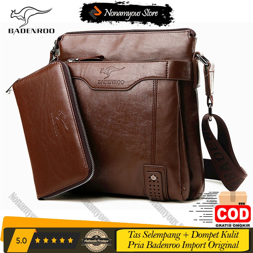 [GRATIS DOMPET] Badenroo Tas Selempang Kulit Pria Import Casual Style Shoulder Bag Original Import