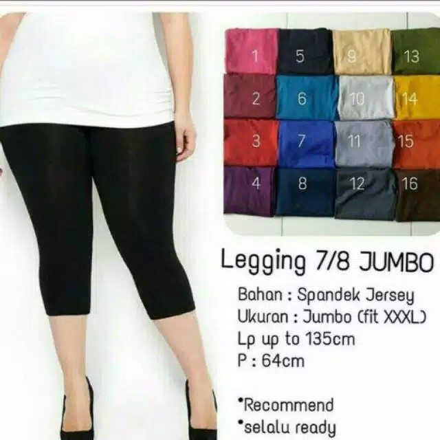 Legging Jumbo 3/4 Wanita Polos Spandex / Celana Legging Super Jumbo XXXXL