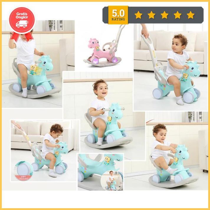 Kereta Kuda-Mainan Dorong- Kuda Kudaan Anak Softplay Wm19031 Pink Terlaris