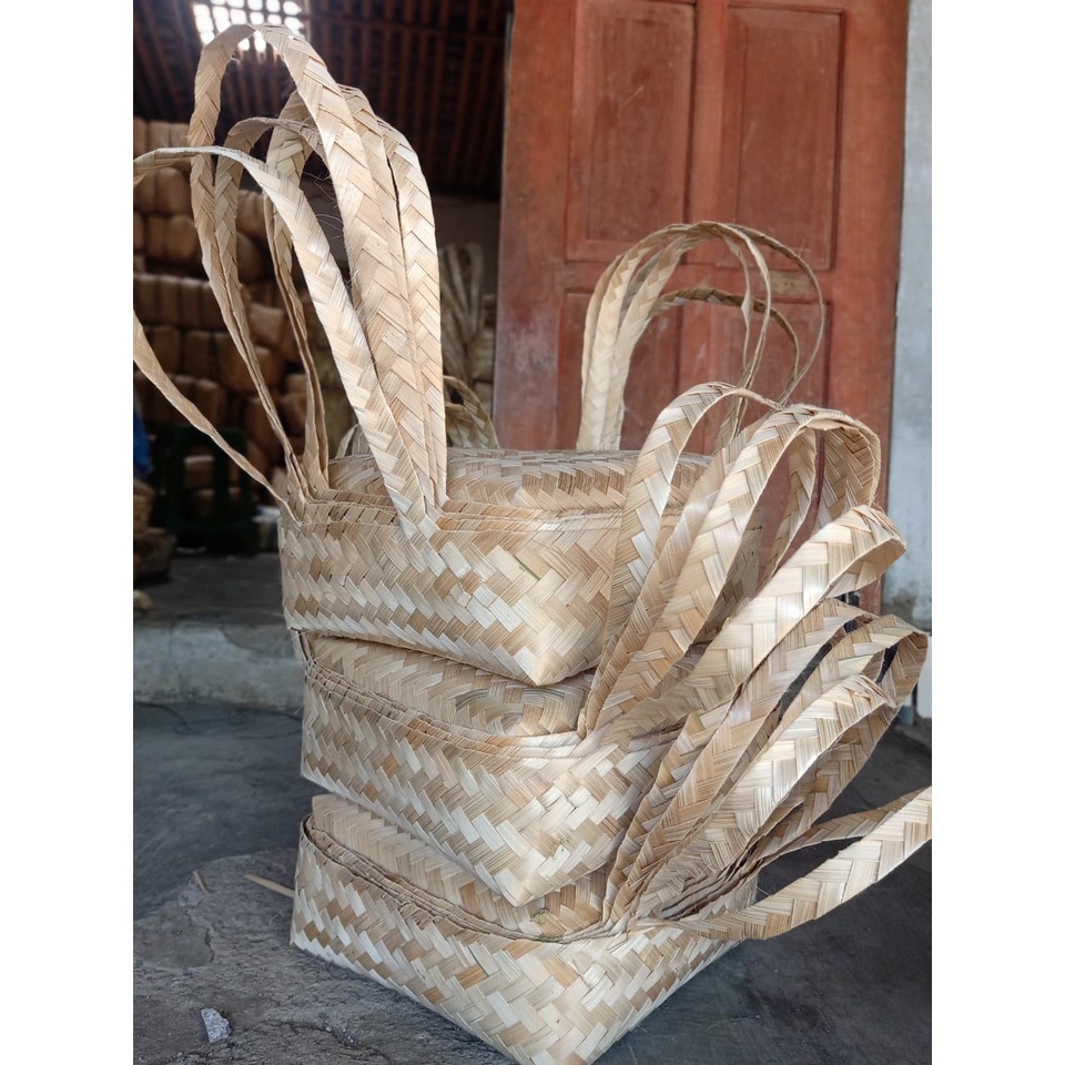 [ Halodul ] READY STOK besek jinjing 20x20 cm besek gagang-tas besek-tas snack-besek simpel-besek ji