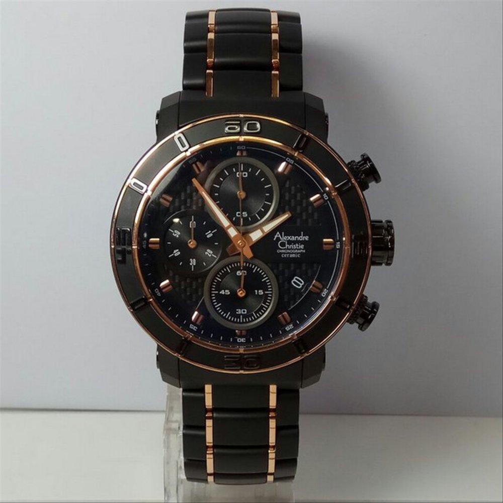 Dijual jam tangan alexandre christie ac 6292 pria black rose gold Limited