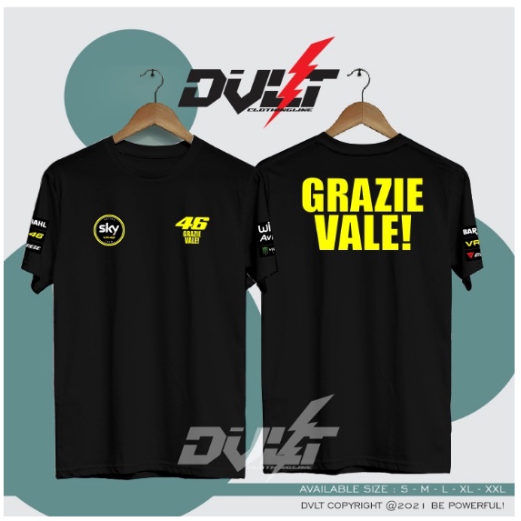 Kaos / Baju VALENTINO ROSSI LAST RACE GRAZIE VALE VR 46 EKSLUSIF SKY RACING TEAM YELLOW Keren Murah-