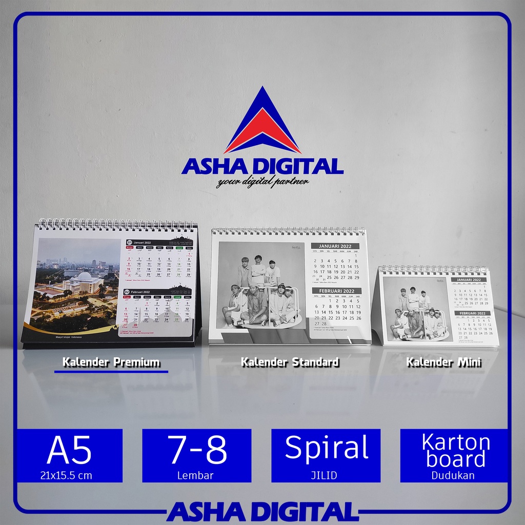 

Kalender Meja Premium | Desk Calendar Custom | Duduk Kantor | A5 | Asha Digital