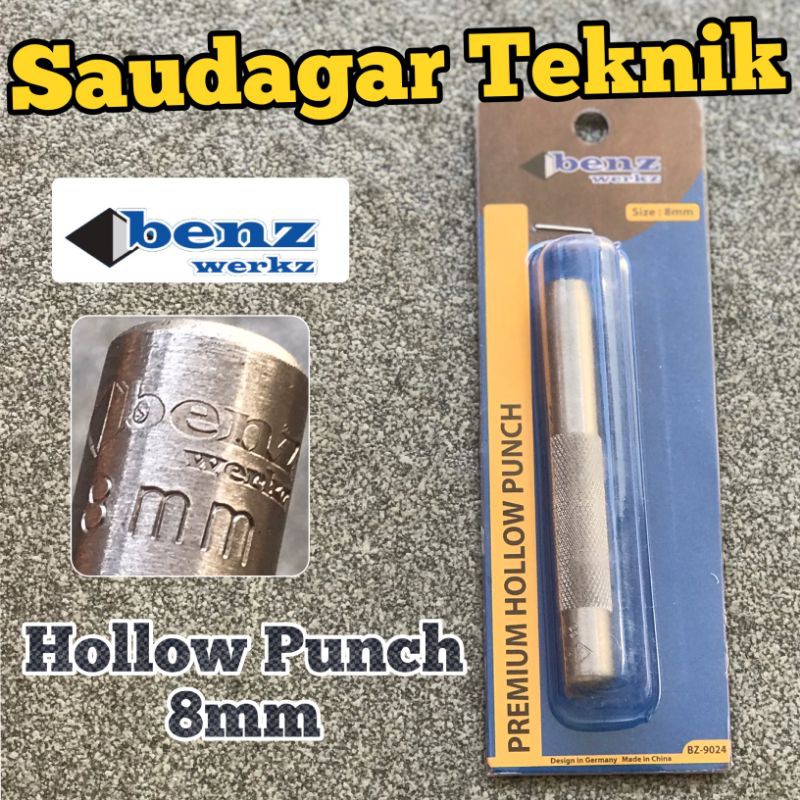 Hollow Punch pukul 8 mm Pembuat Lubang 8mm Plong Pembolong plat 8 mm Benz Werkz