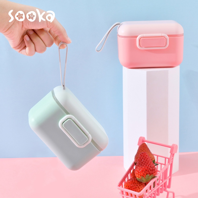 SOOKA Tempat Kotak Wadah Penyimpanan Susu Bubuk Bayi Portabel + Sendok Sealed Anti Tumpah 400 ML 800 ML BPA Free SK-ECC1073