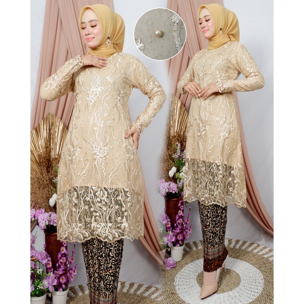 ADE&gt; SET TUNIK CINDERELLA - KEBAYA TUNIK TULLE BORDIR -  KEBAYA MODERN -KEBAYA PESTA DAN KONDANGAN