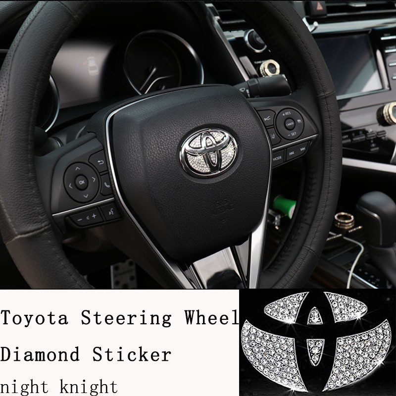 Roda kemudi mobil logo stiker dekorasi berlian Aksesoris Mobil for Toyota