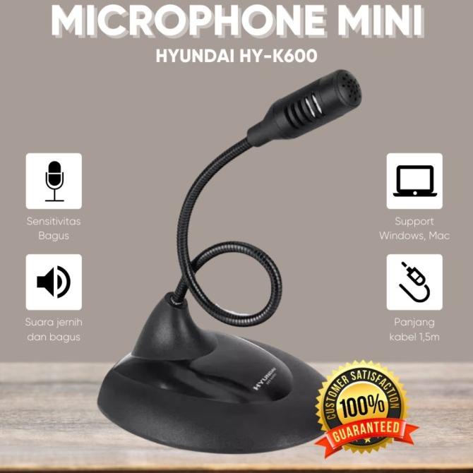 Microphone Mini Zoom Skype Hyundai HY-K600 Untuk Komputer PC Laptop Star Seller
