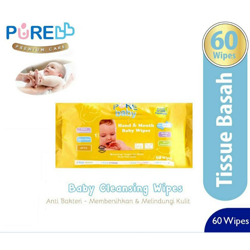 PUREBB Hand &amp; Mouth Baby Wipes Orange &amp; Chamomile Oil  60's