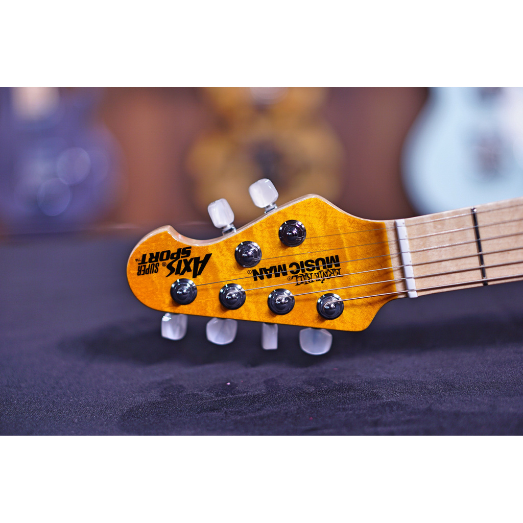 Ernie ball Musicman Axis Super Sport HH STD - Trans Gold Flame - Maple Matching Headstock G99994