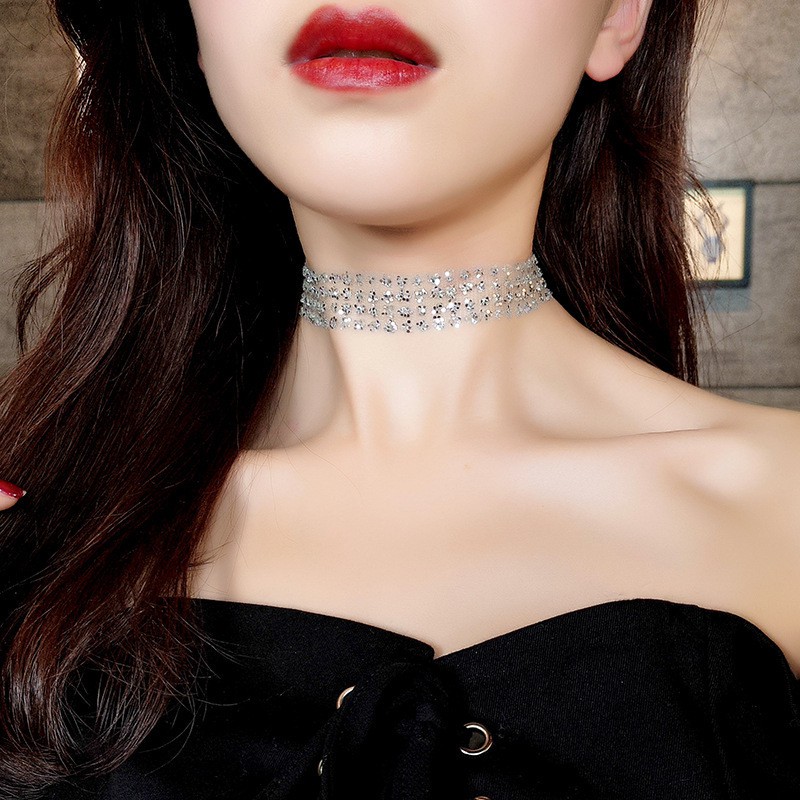 CH-06 kalung choker tali mutiara sequin transparan chocker jepang korea