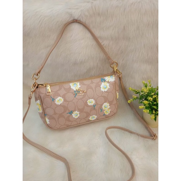 tas fashion import, tas branded  motif coach messico blossom slingbag co 2737-1, coach selempang