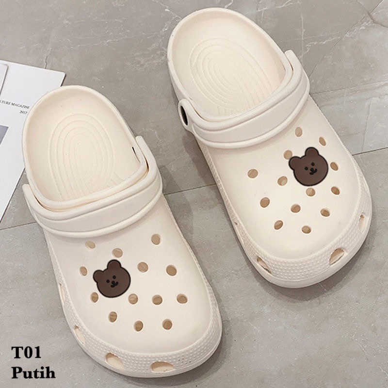 SANDAL WANITA BEAR SIMPLE KARET NYAMAN IMPORT CLOGS IMPORT ANTI LICIN BERUANG T01