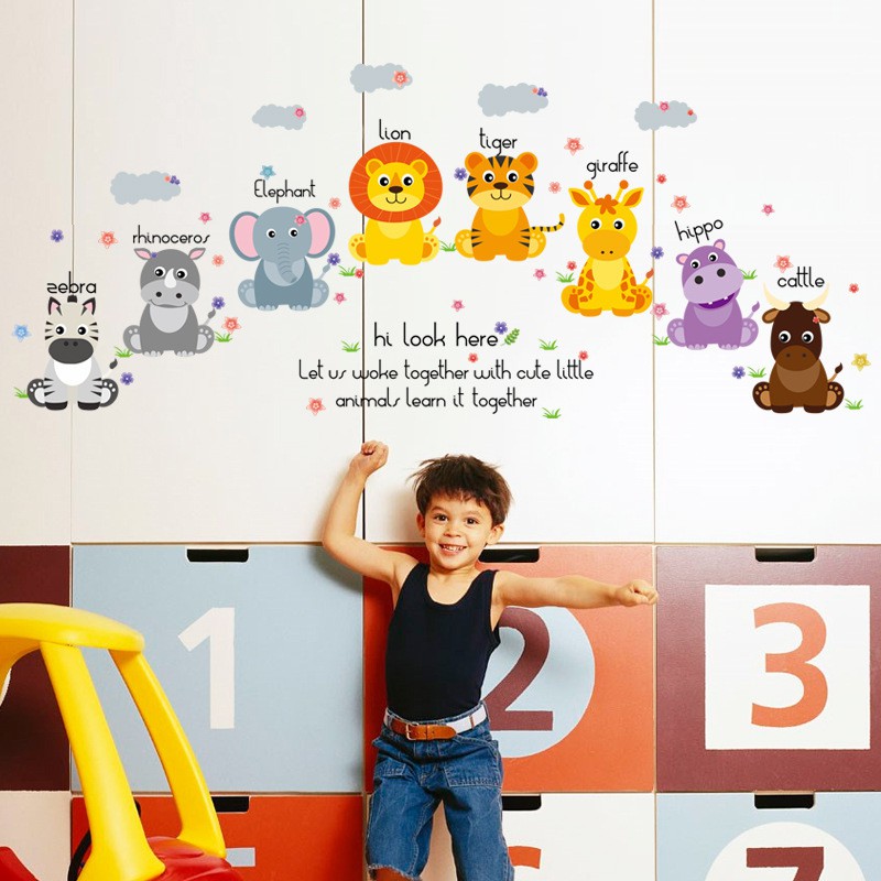 RELIZA WALL STICKER KIDS ANIMAL STUDY ANAK BELAJAR HEWAN STIKER DINDING SK7053
