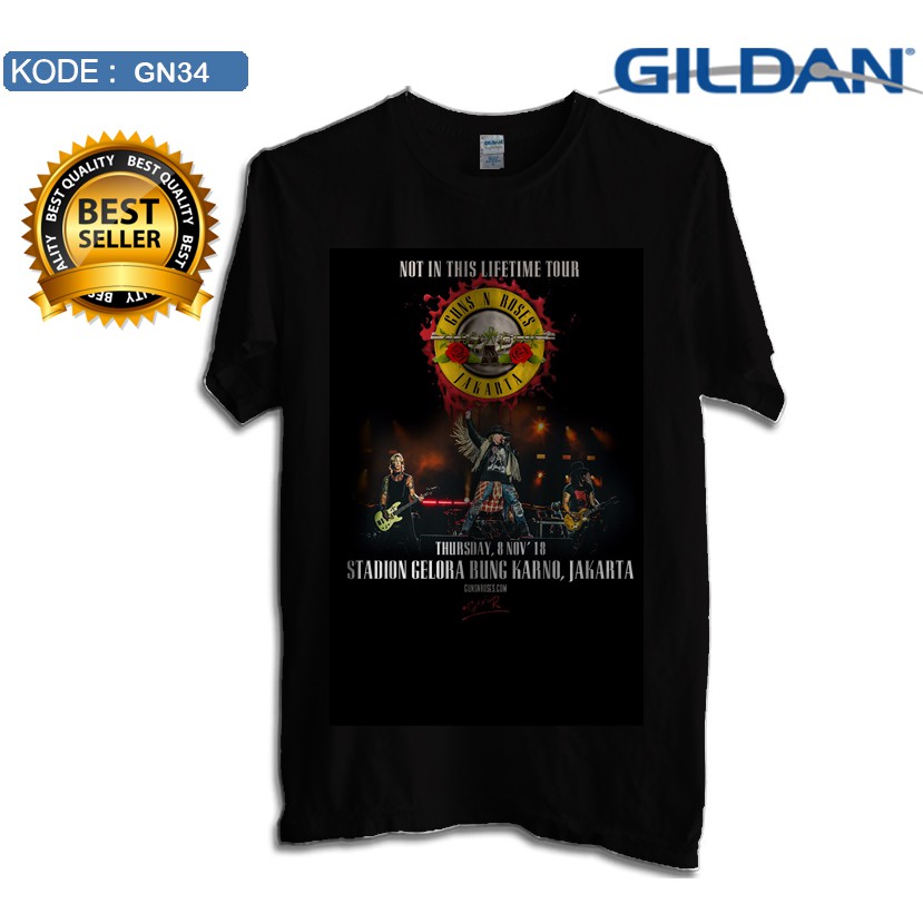Kaos guns n roses konser jakarta 2018 original gildan softstyle gn34