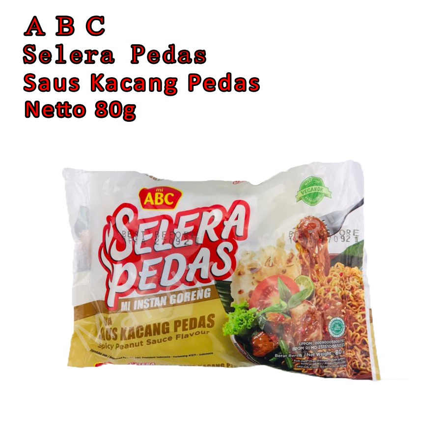 Mie ABC*Selera Pedas*Saus Kacang Pedas*Mi instan goreng*80g