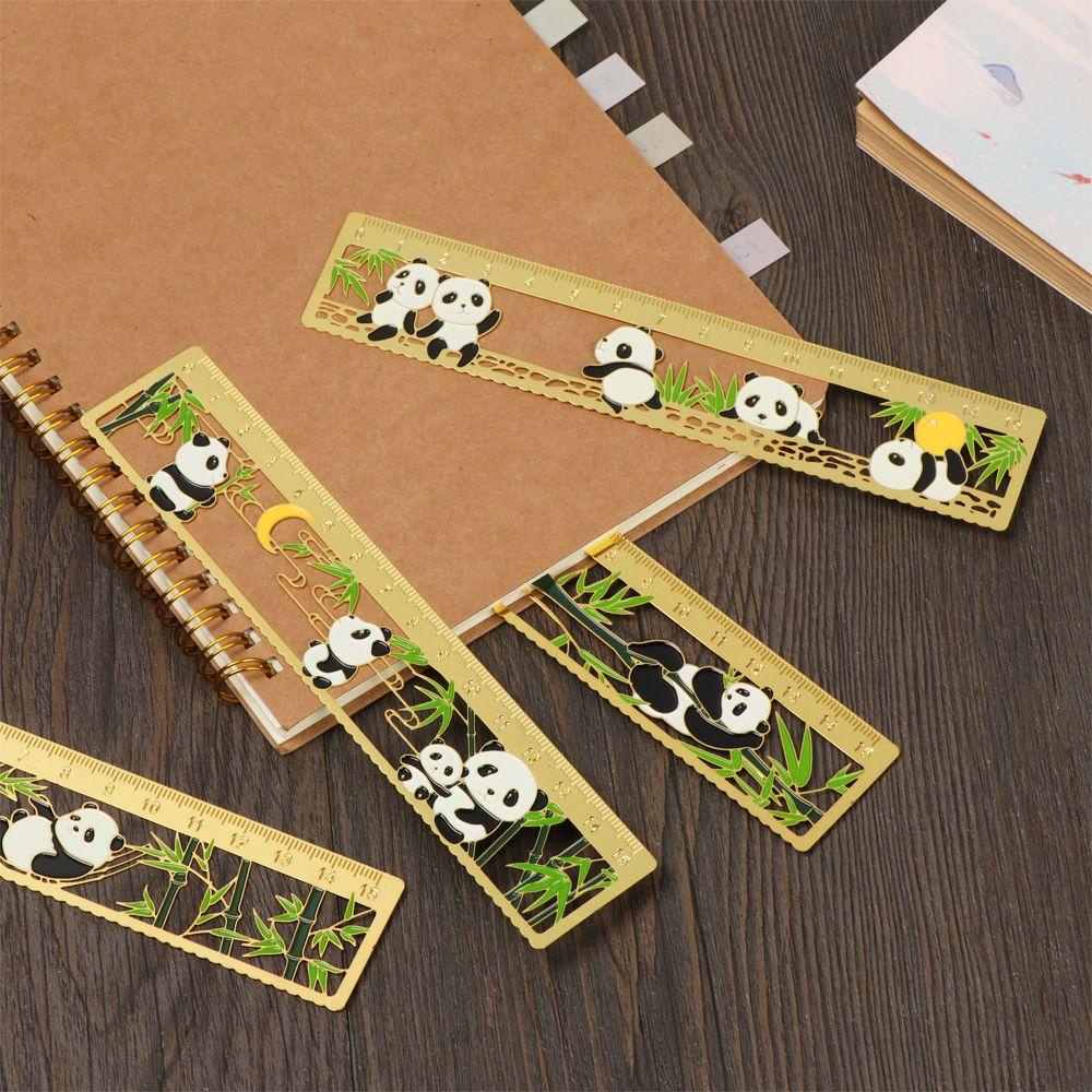 Preva Metal Bookmark Perlengkapan Gambar Panda Tempat Buku Ukur Siswa Back To School Penggaris Logam